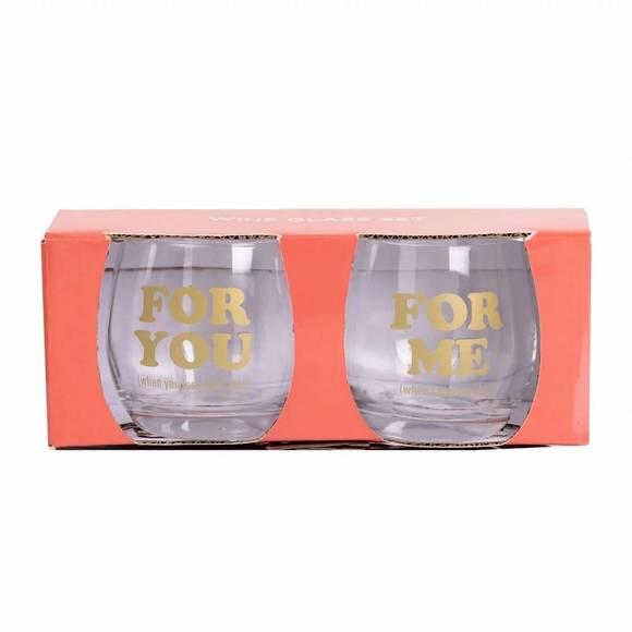 NEW TOTALEE GIFT you & me stemless glasses in transparent - Picture 2 of 4